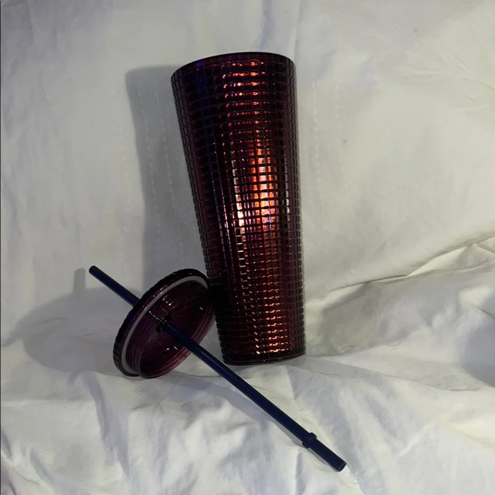 Starbucks 2020 Winter Disco Grid Venti Cold Cup Tumbler 24 oz Plum Berry NWT